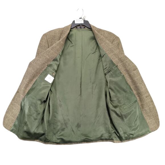 Bill Robin Son Brown Plaid Tweed Blazer Men's 42L Silk Wool Sports Coat Jacket - Picture 2 of 10